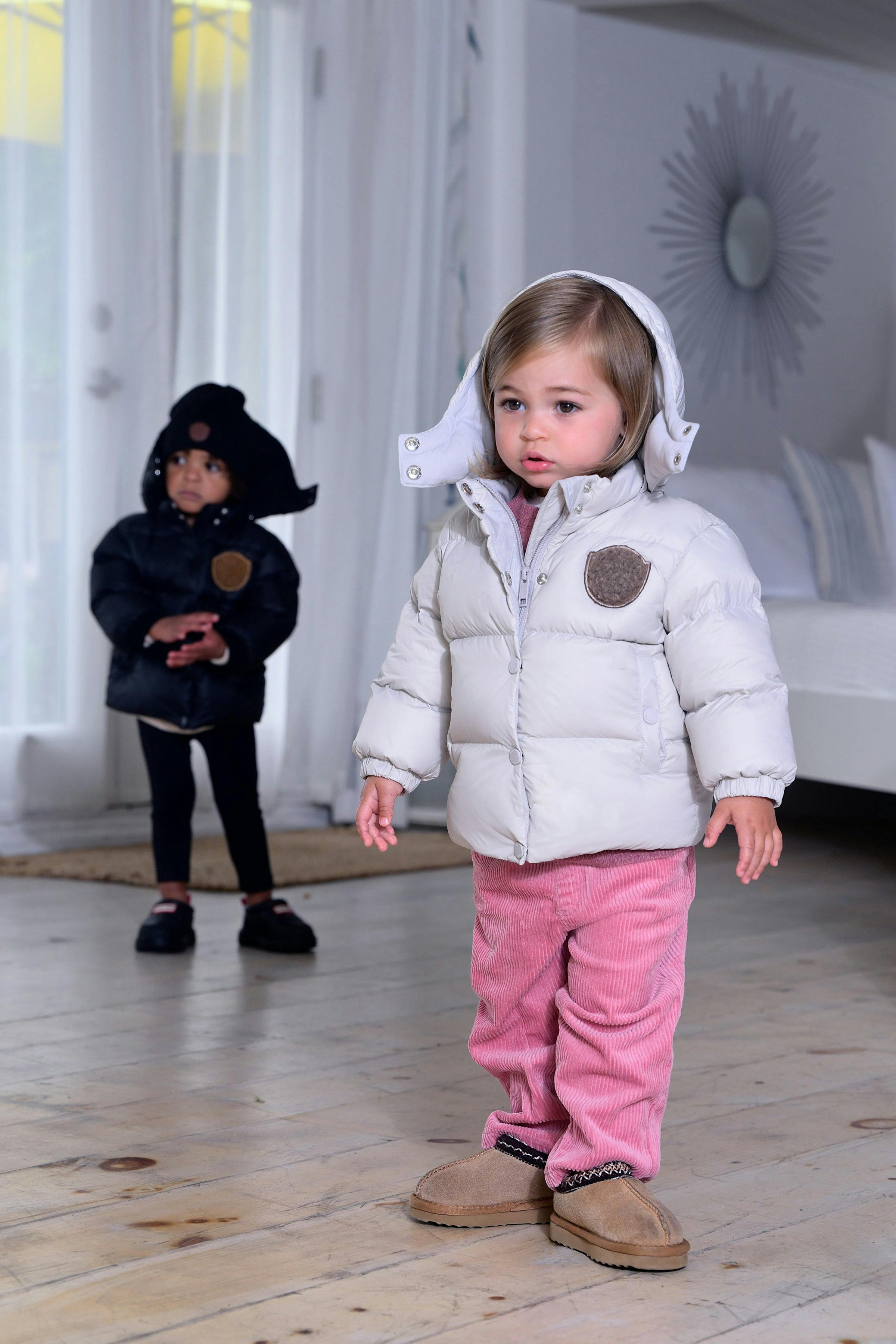 Baby Jacket with furry patch - Stone