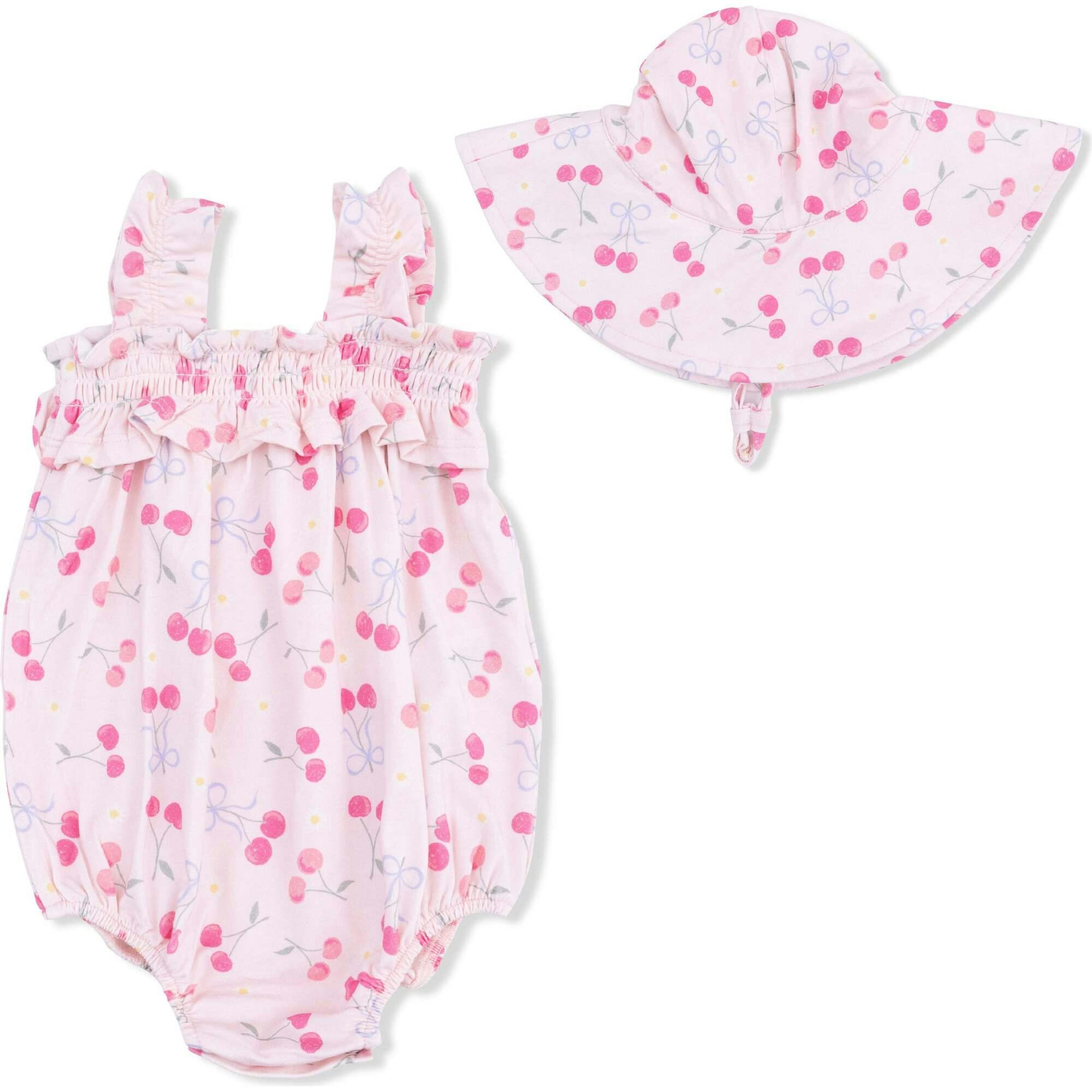 Sweet Bow Cherries - Ruffly Strap Bubble & Sun Hat