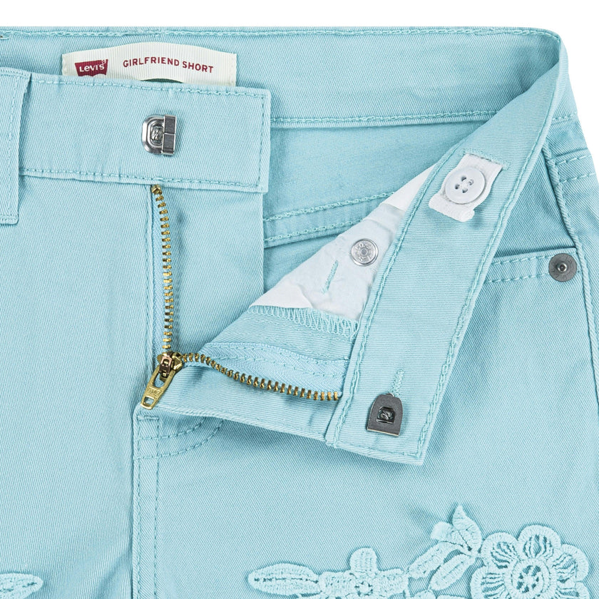 Teal Blue Embroidered Shorts