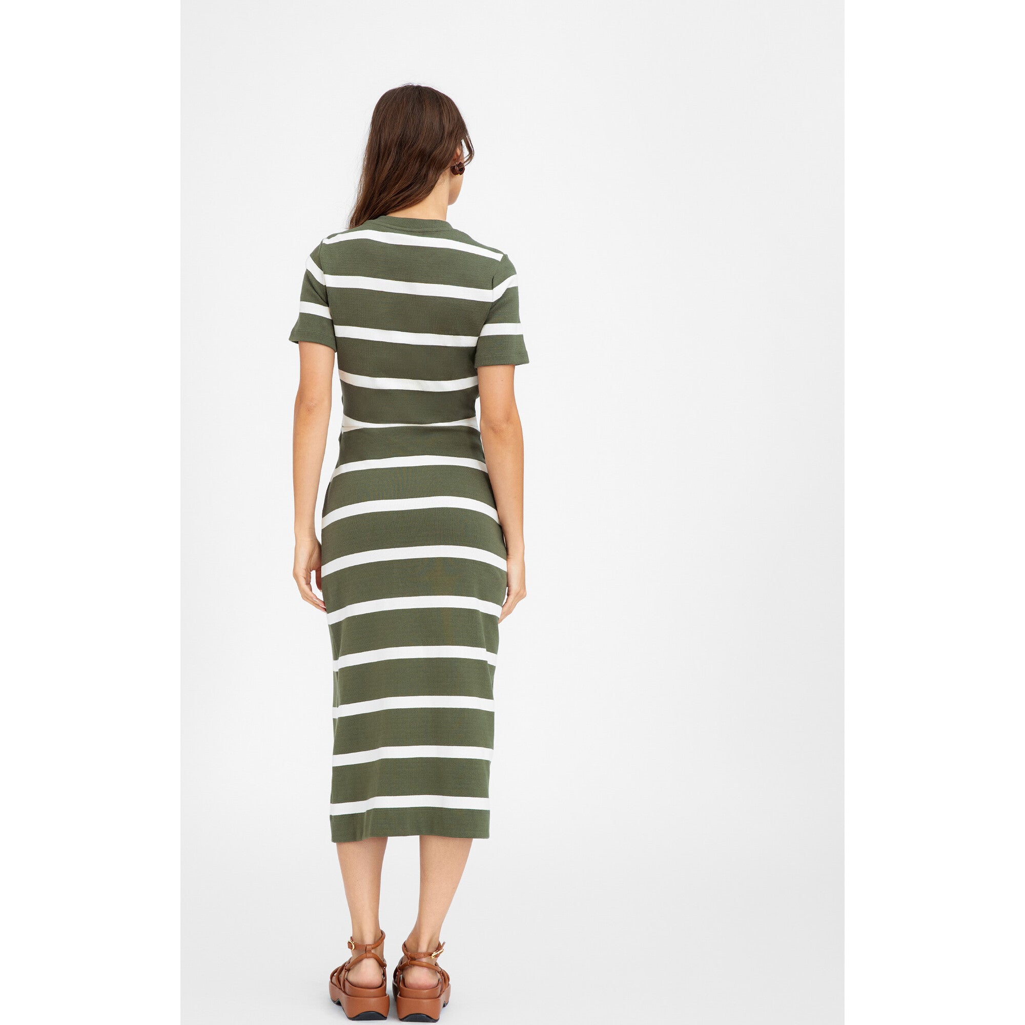 Women's Short Sleeve Striped Cody Dress, Green