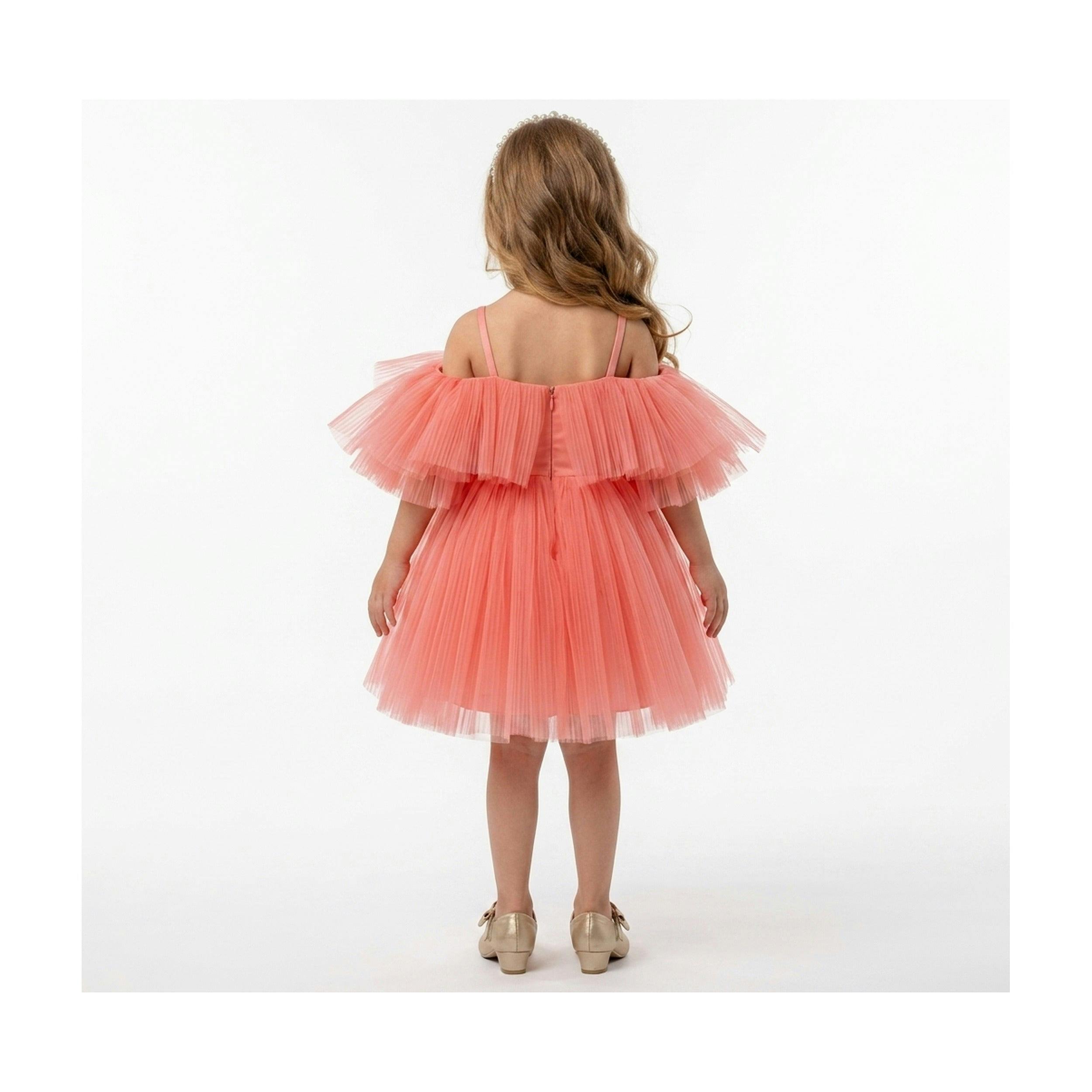 Blush Feather Fairy Tulle Flower Girl Dress