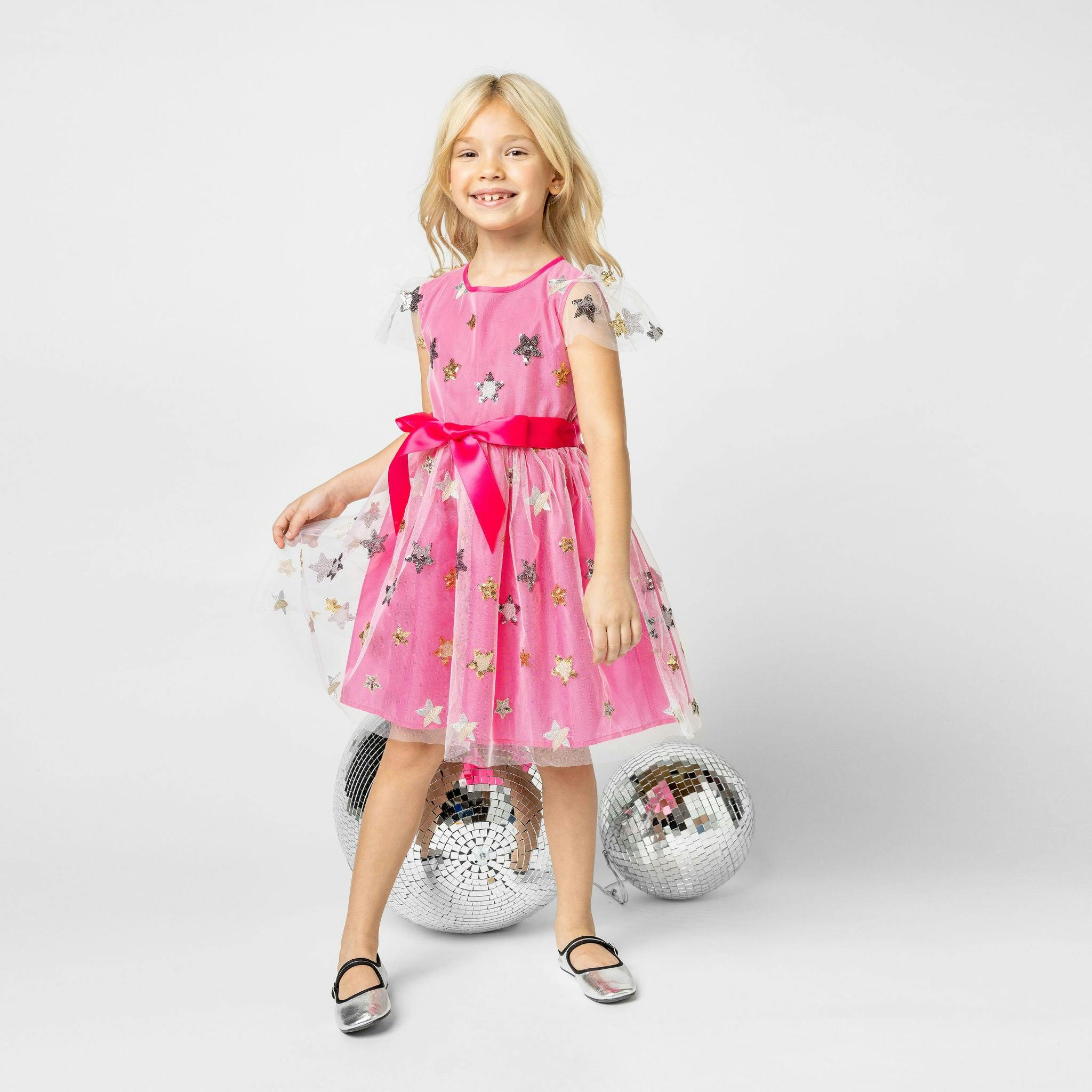 Aster Sequin Star Tulle Girls Party Dress