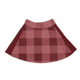 Corduroy Plaid Panel Solid Side A-Line Short Skirt