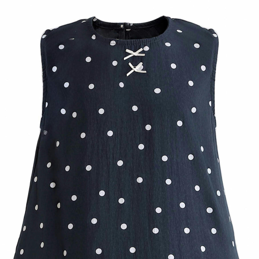 Navy Polka Dot Bow Dress
