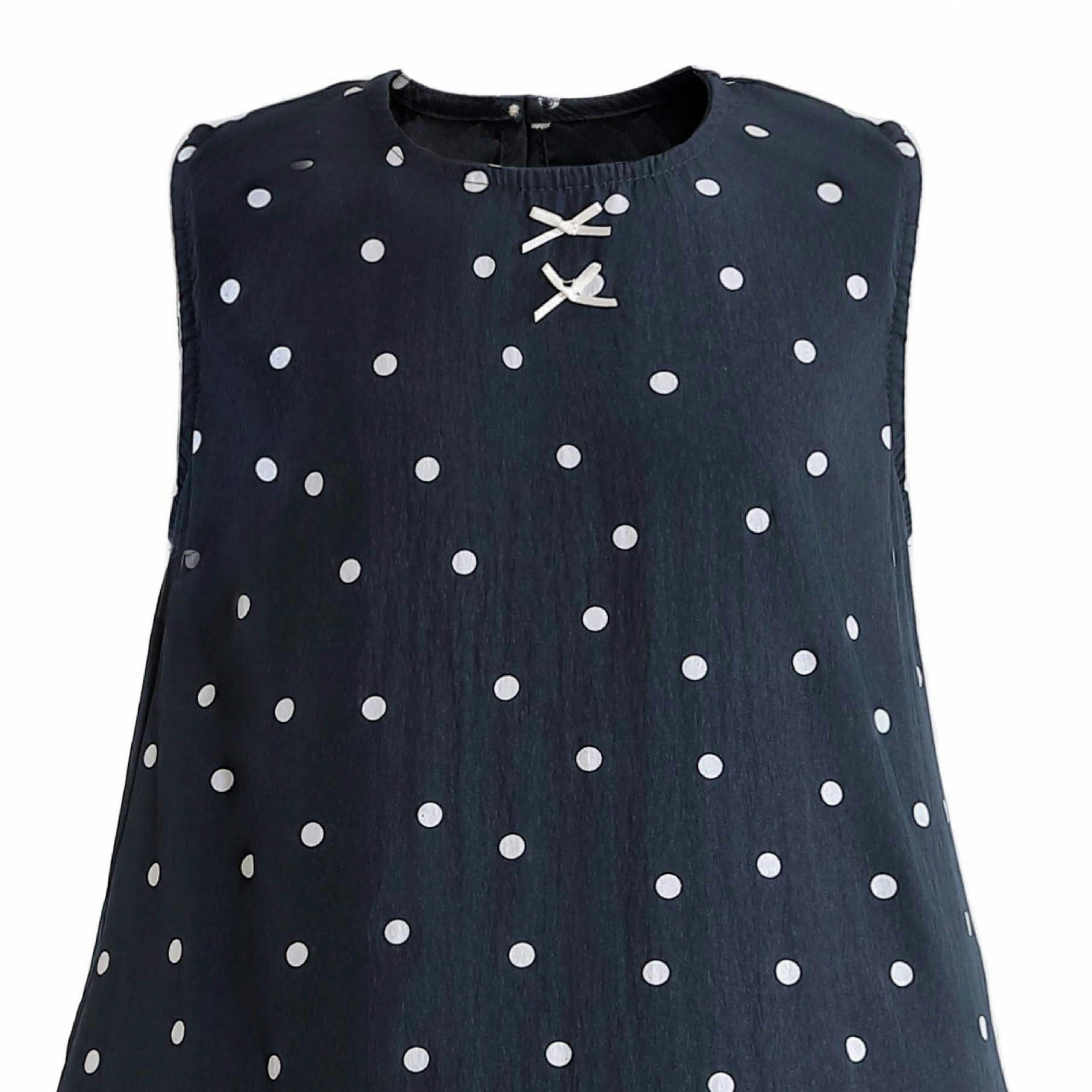 Navy Polka Dot Bow Dress