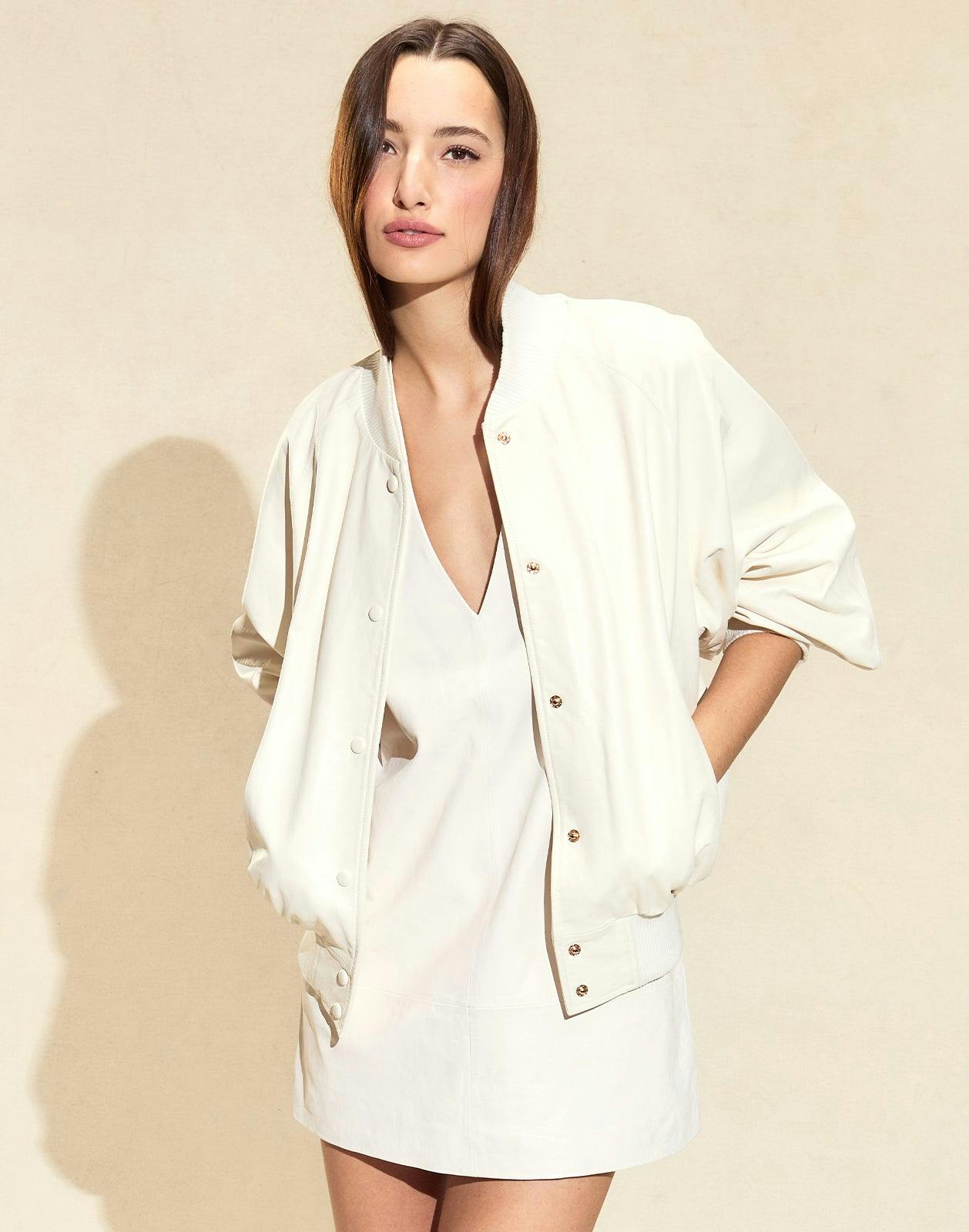 Downtown Leather Bomber Jacket