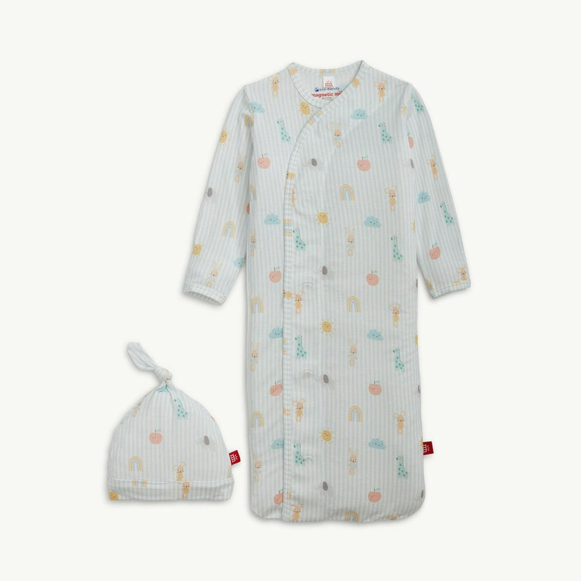 Lullaby Sky Bl Modal Magnetic Gown + Hat Set
