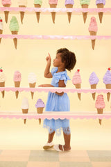 Mini Hattie Dress in Cornflower Blue Lace