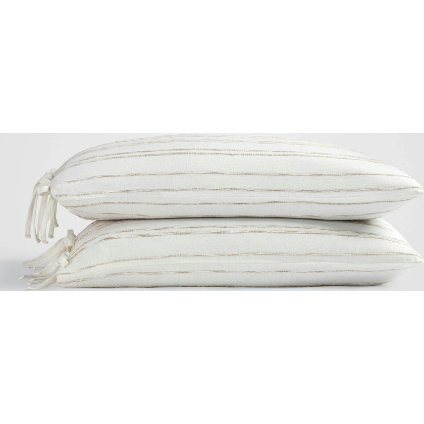 White & Beige Stripe Sham Set, White