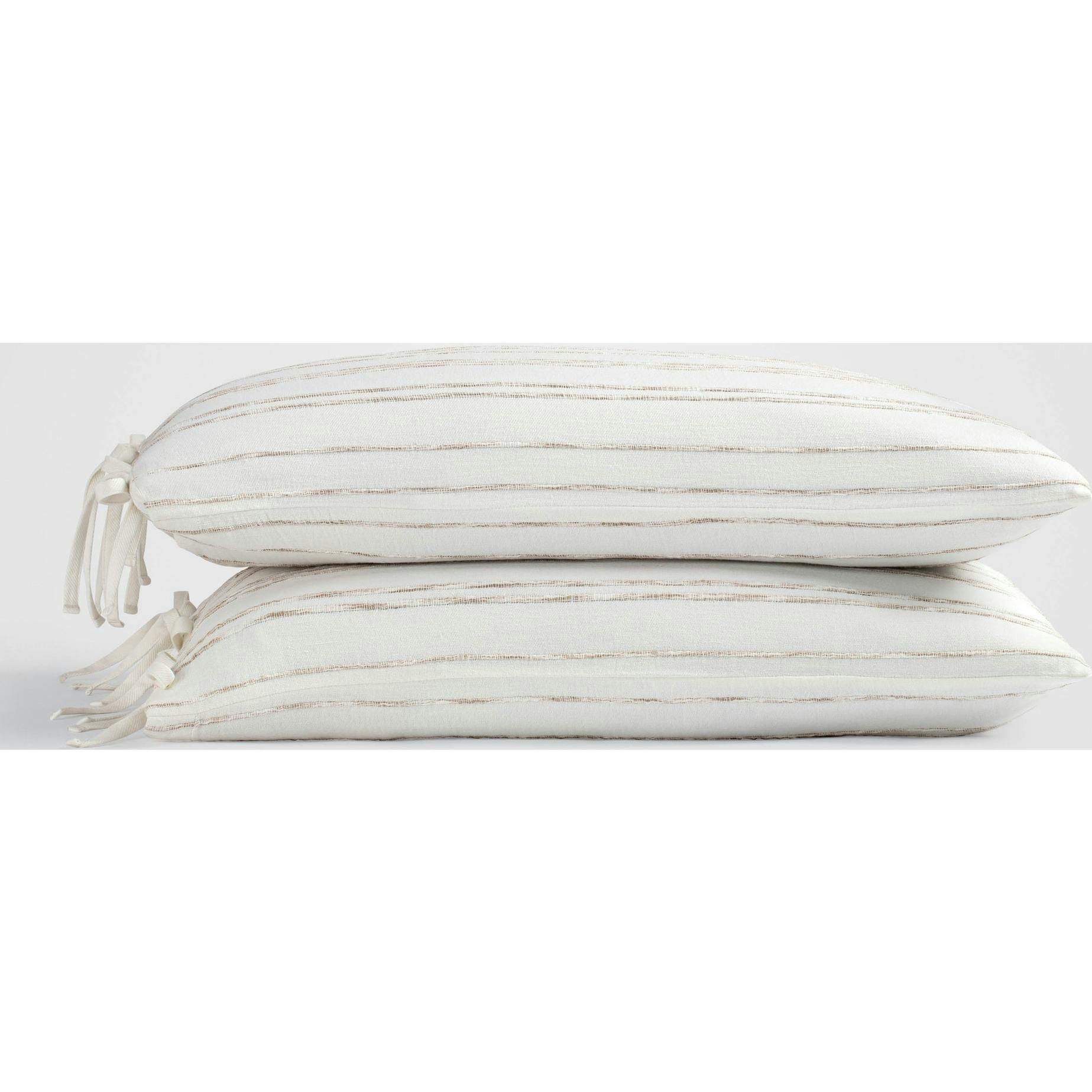 White & Beige Stripe Sham Set, White