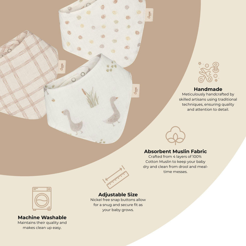 Charlie Goose Cotton Bandana Baby Bib (3 Pack)