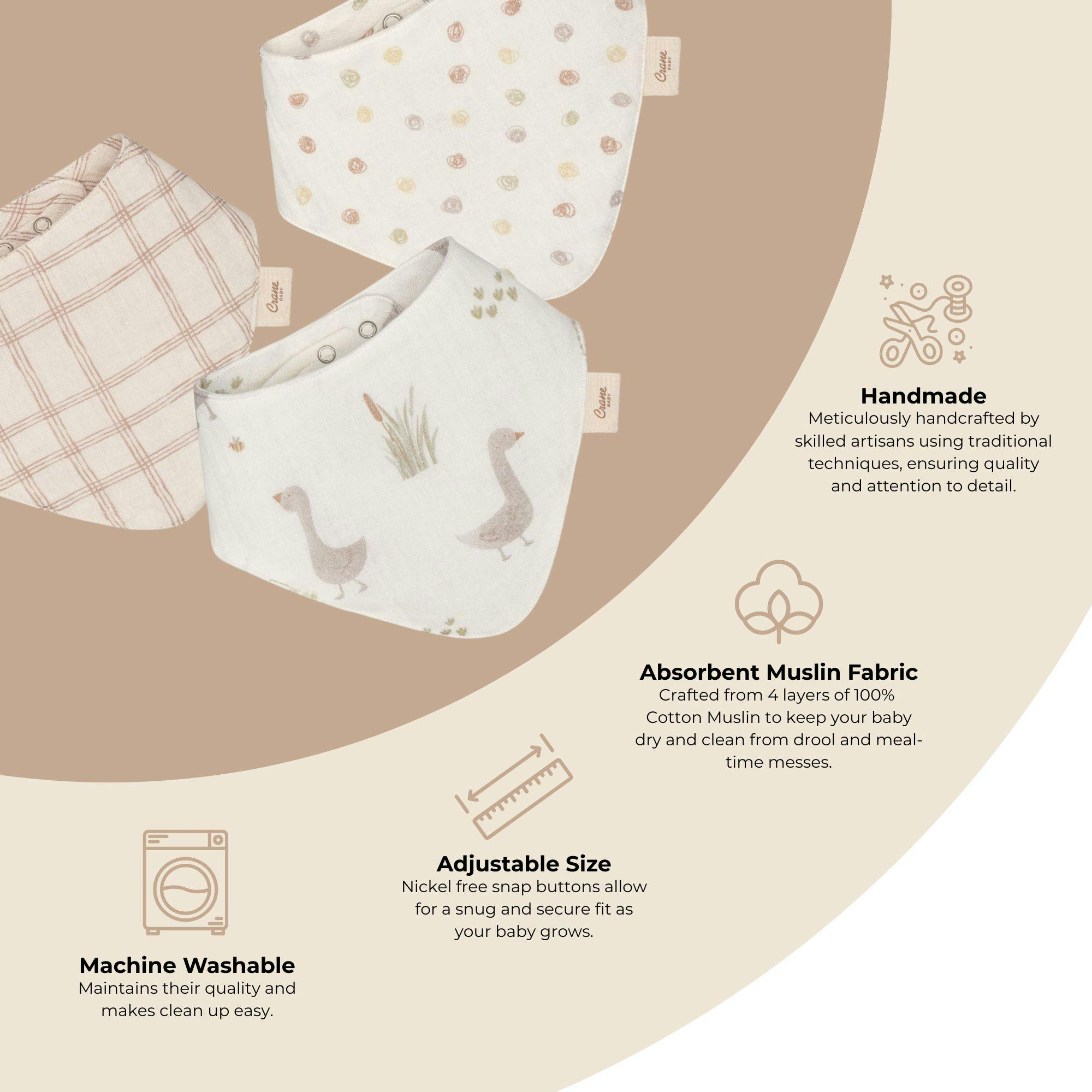 Charlie Goose Cotton Bandana Baby Bib (3 Pack)