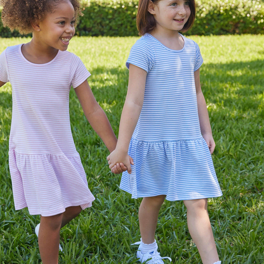 Kari T-Shirt Dress - Light Blue Stripe