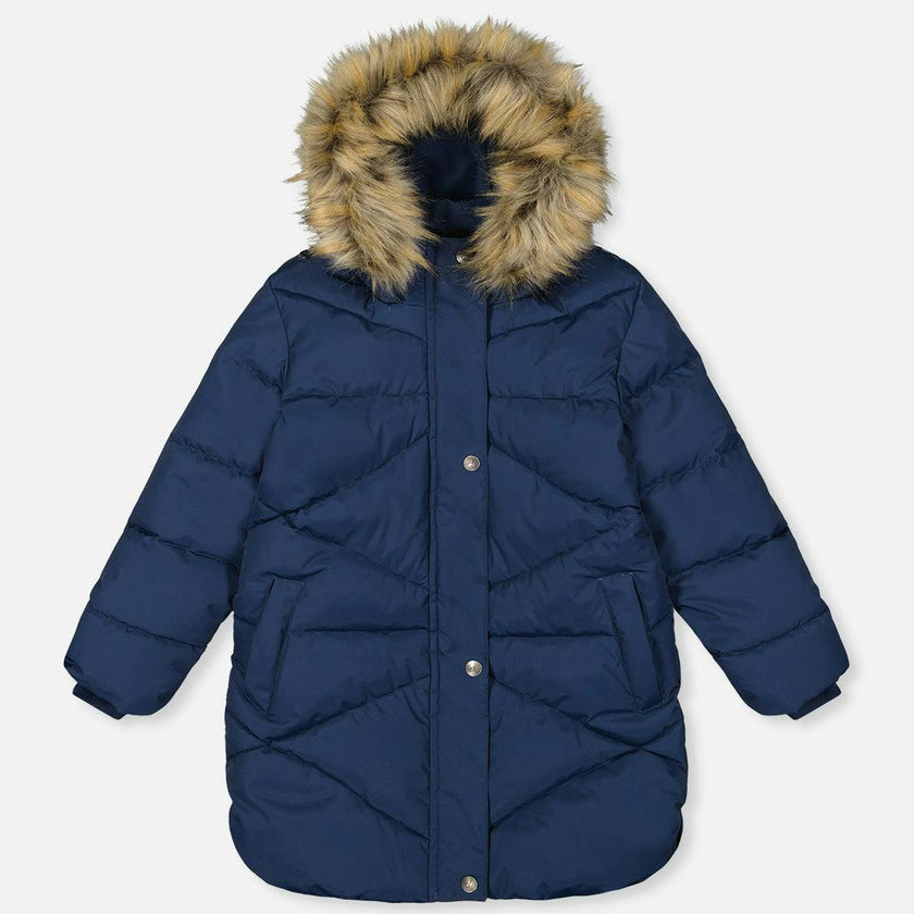Long Winter Puffer Coat Dark Blue