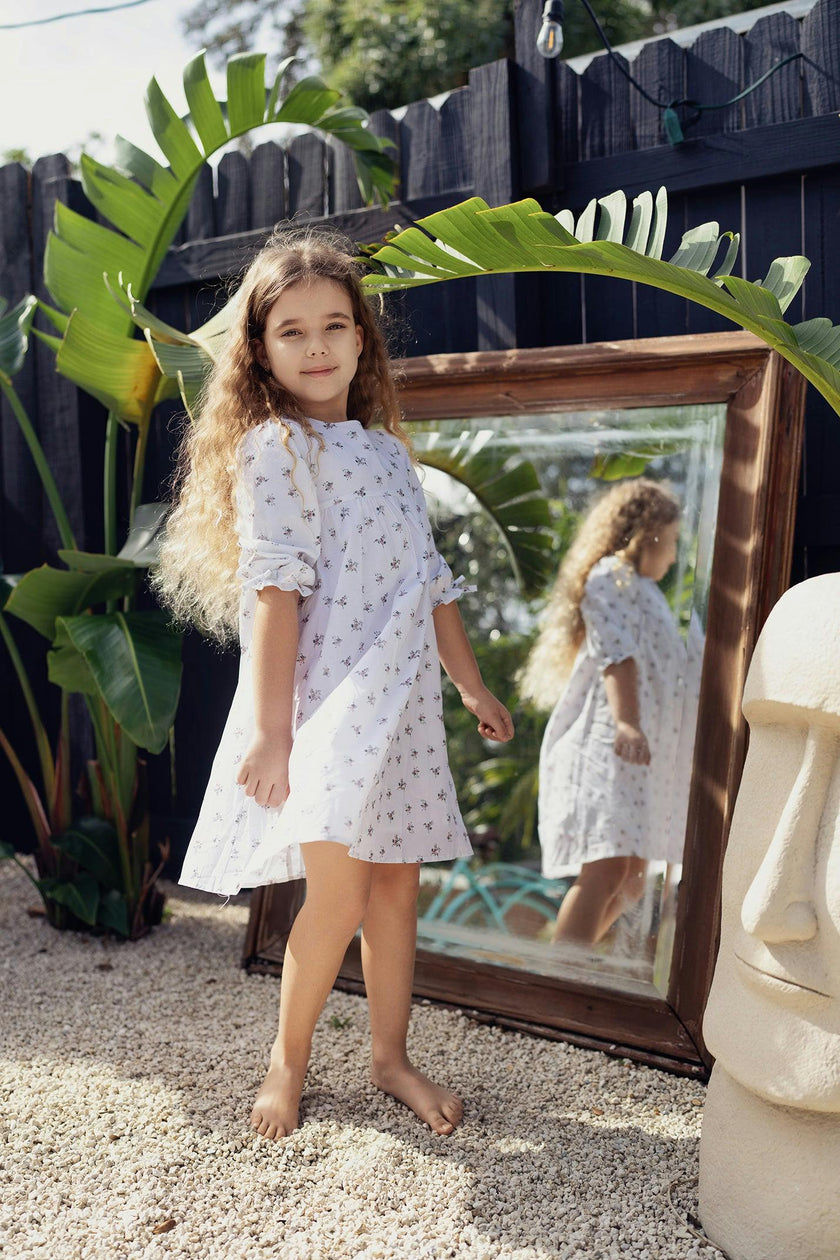 Rose Dot 3-Quarter Sleeve Dress