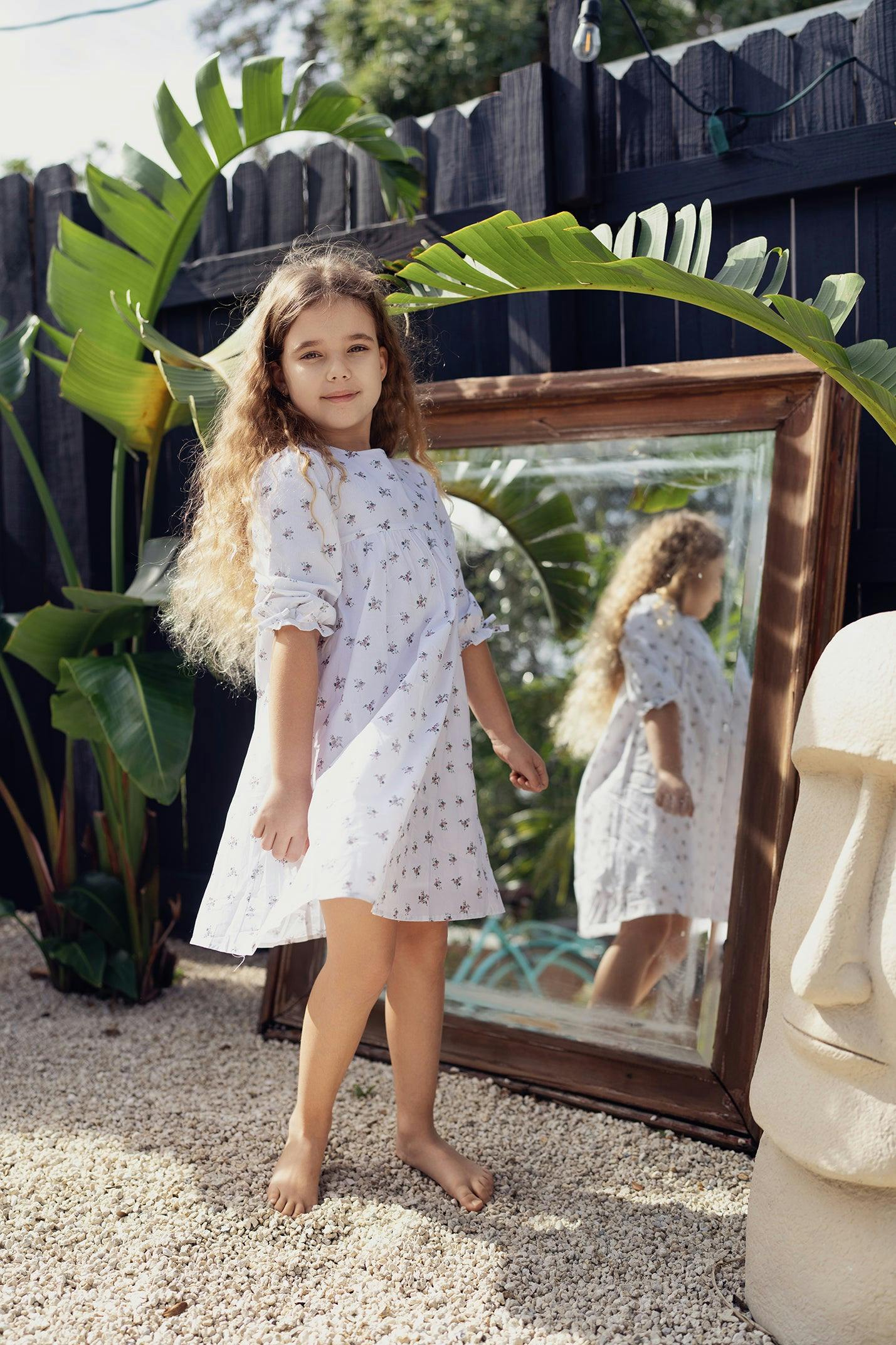 Rose Dot 3-Quarter Sleeve Dress
