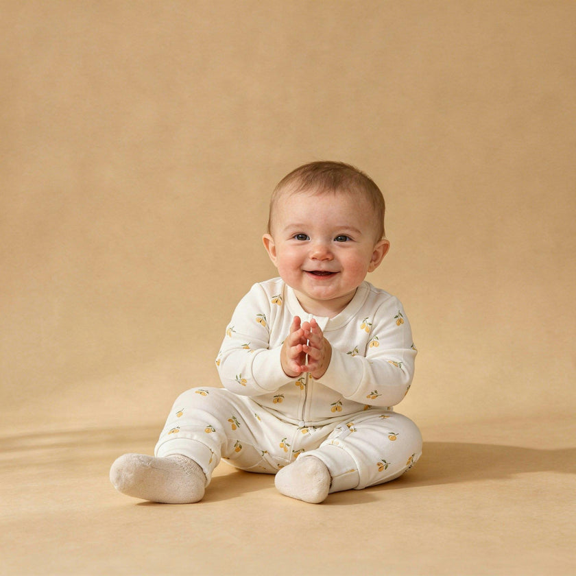 Organic 2-Way Zip Romper - Lemons