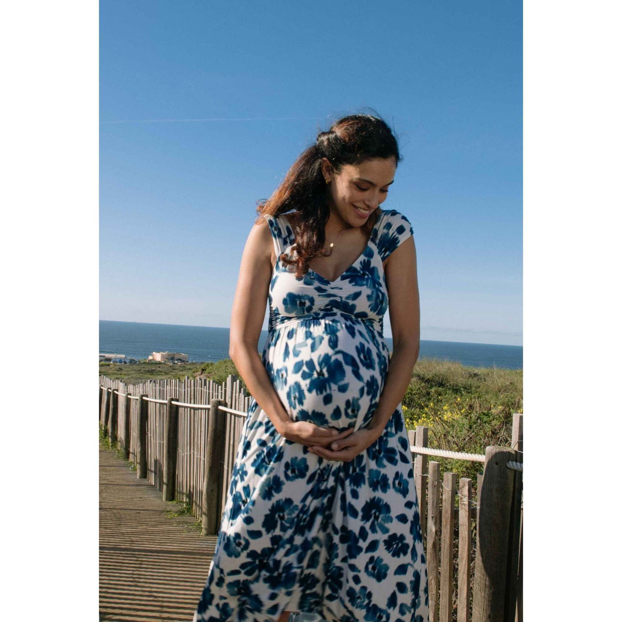 Women's Maternity Cheri Jersey Ruched Bust Sleeveless Dress, Florals
