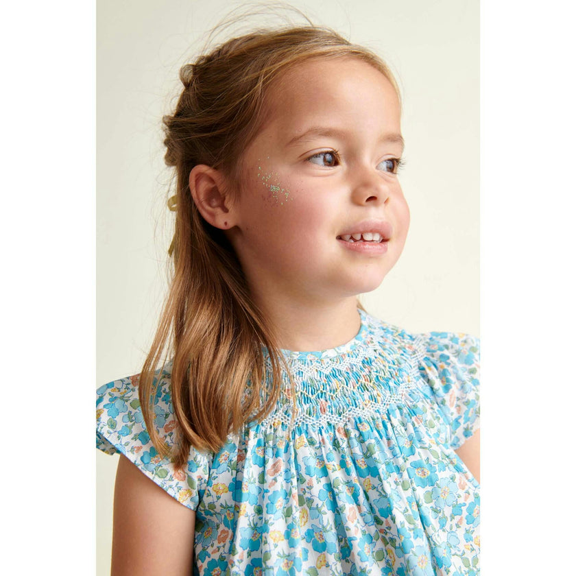 Made With Liberty Fabric Smocked Girls Blouse Soleil