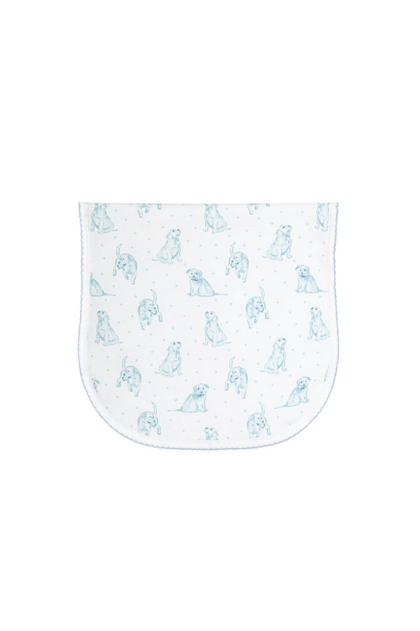 Blue Puppy Love Print Burp Cloth