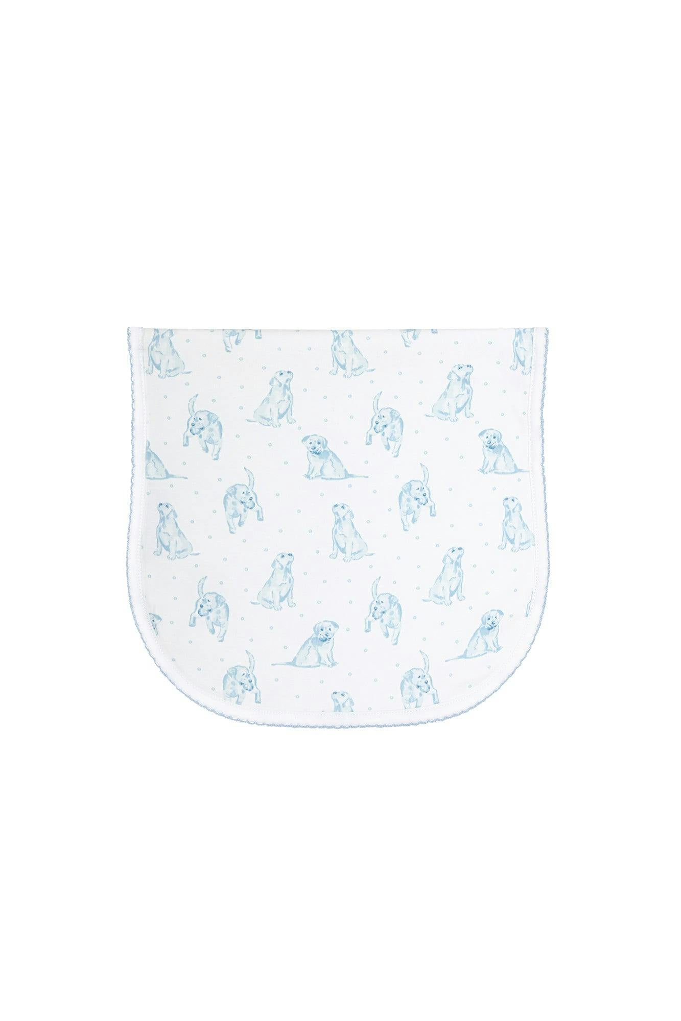 Blue Puppy Love Print Burp Cloth