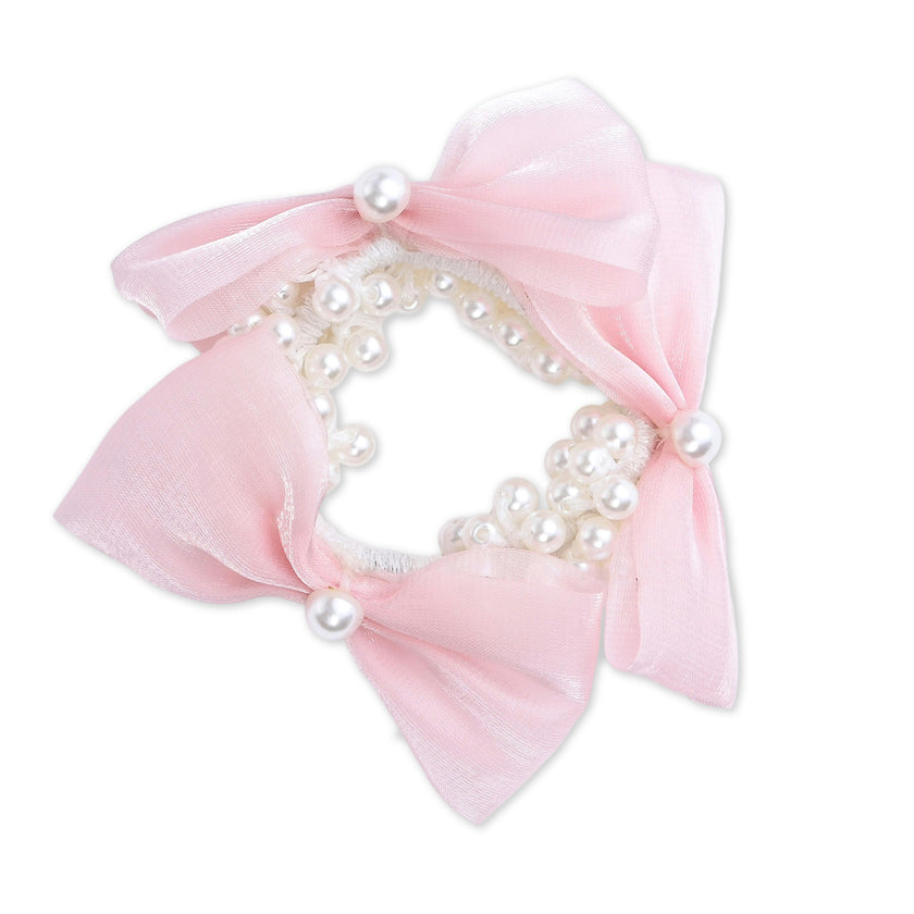 Pearl Bow Scrunchie Set