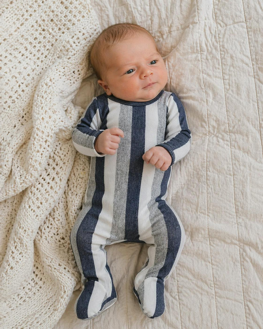 Striped Sweater Knit Long Sleeve Footie