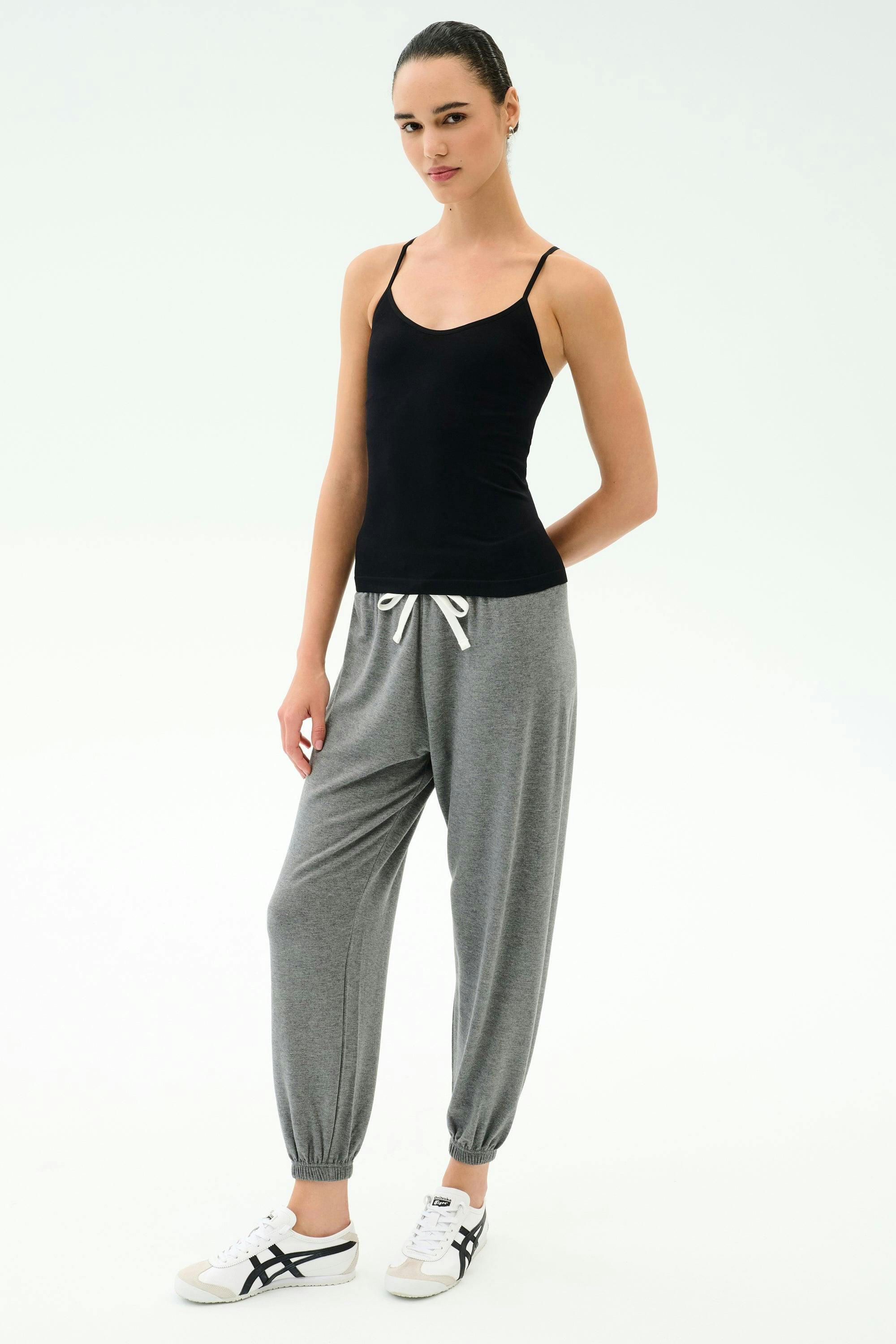 Loren Seamless Waist Length Tank - Black