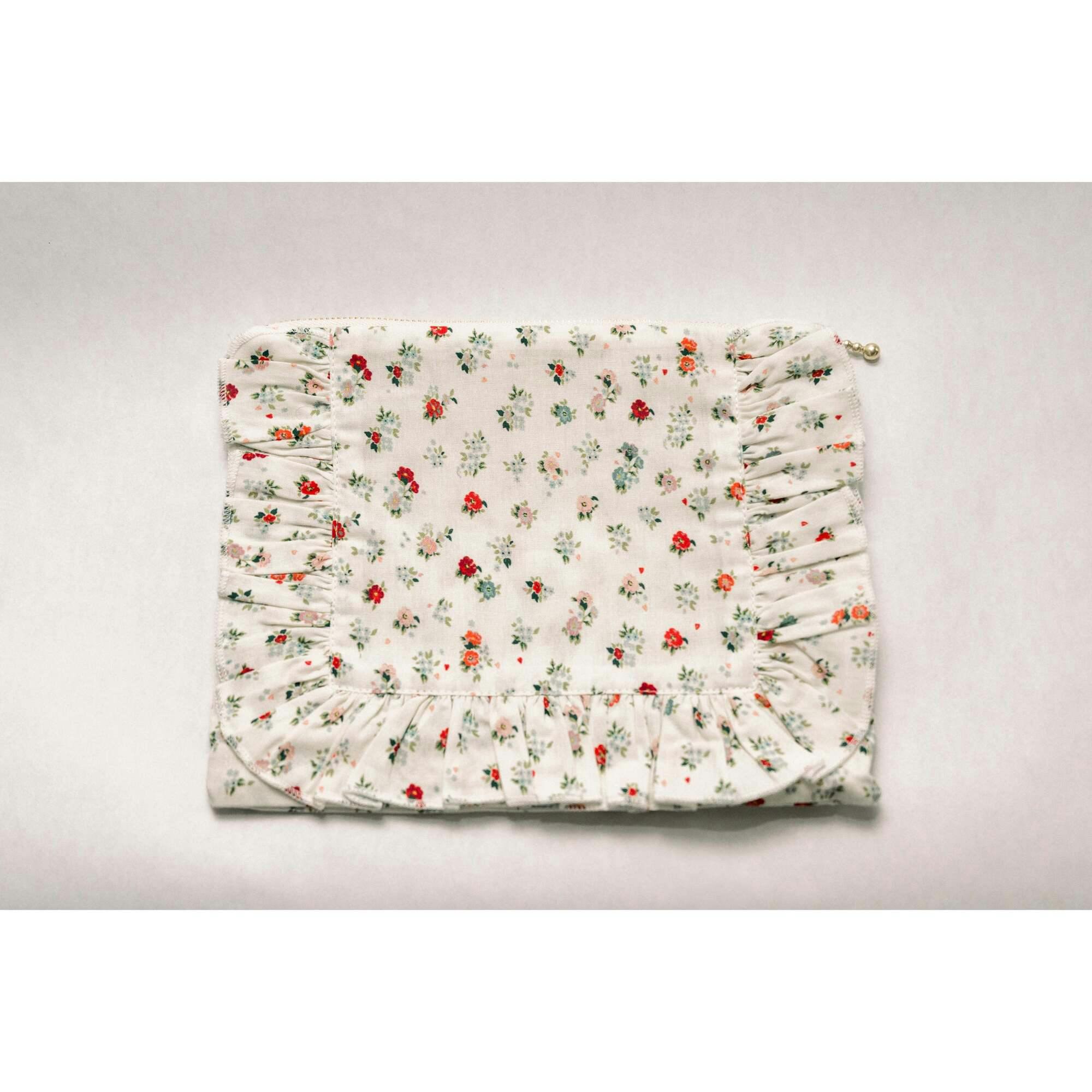 Petite Bouquet Timeless Floral Ruffle Zipper Pouch