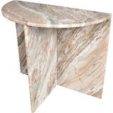 Patrice 20" Art Deco Minimalist Natural Marble Handmade Demilune Side Table