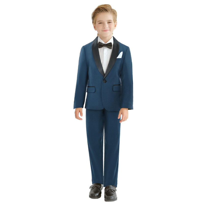 Navy Shawl Lapel Wool Suit