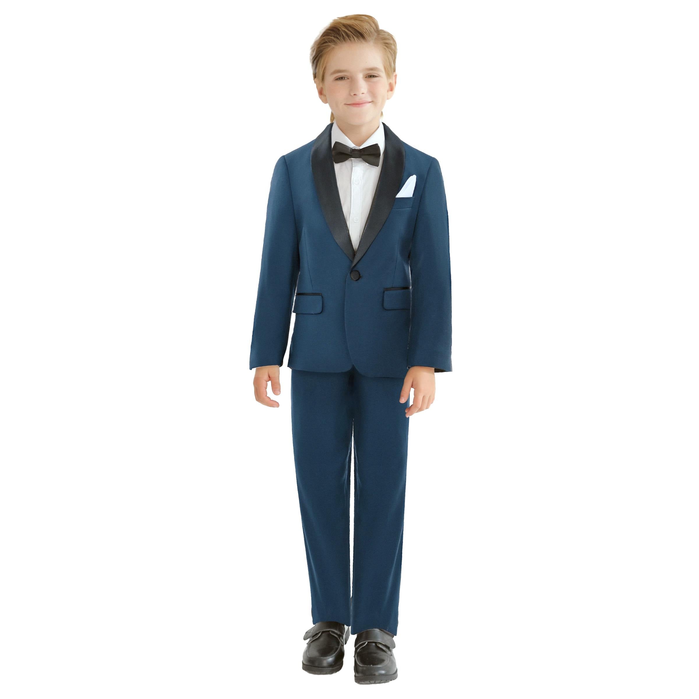 Navy Shawl Lapel Wool Suit