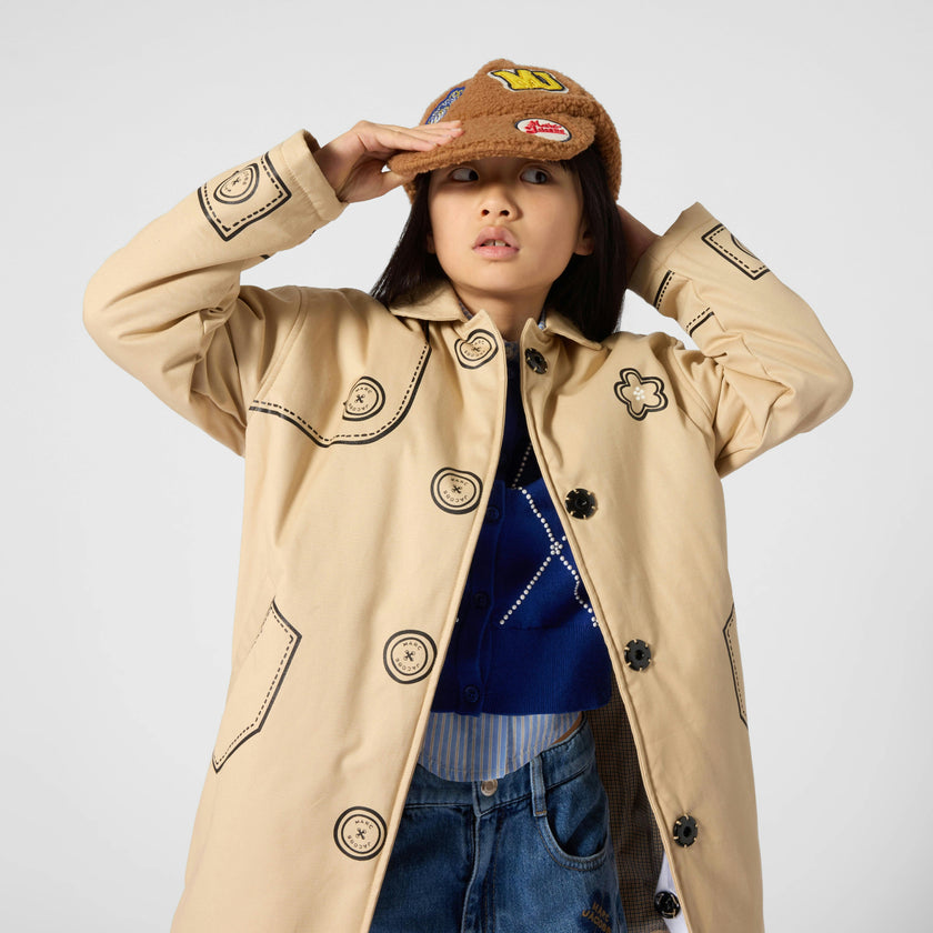 Beige Trompe‑l’Oeil Trench Coat