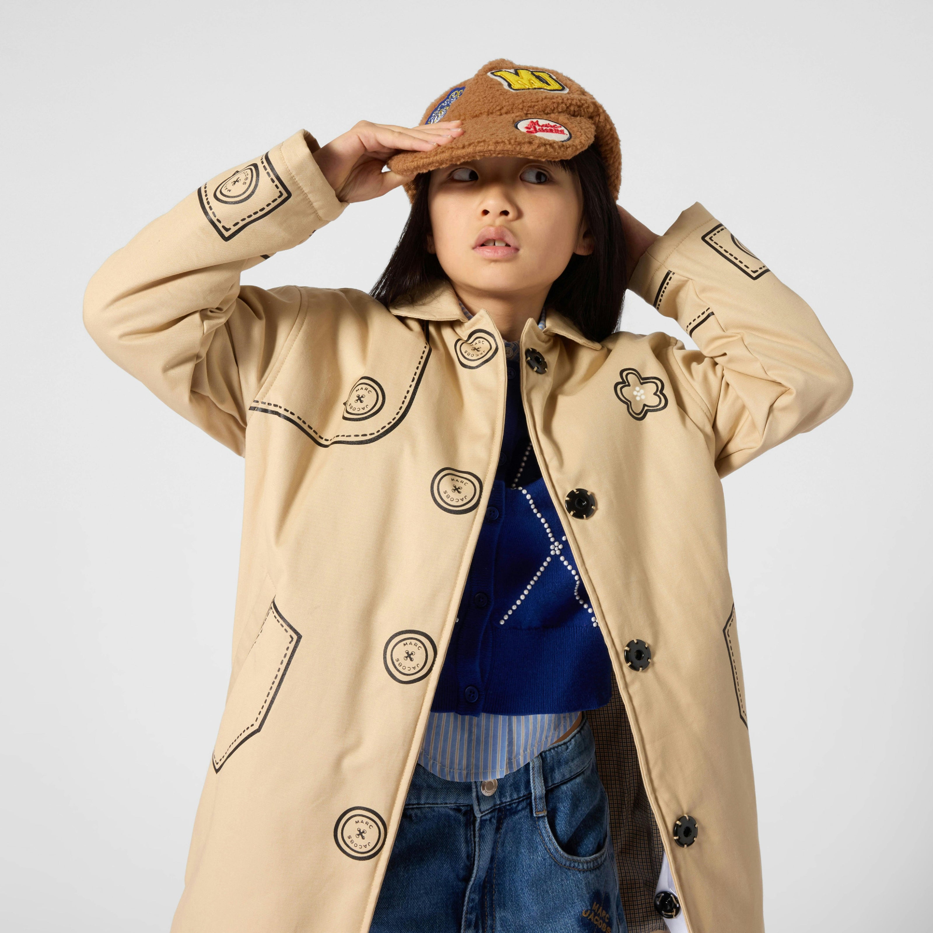 Beige Trompe‑l’Oeil Trench Coat