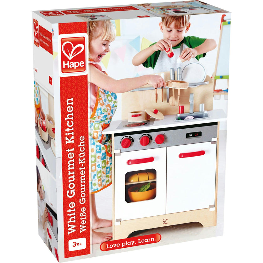 White Fully Equipped Wooden Gourmet Kitchen for Kid's