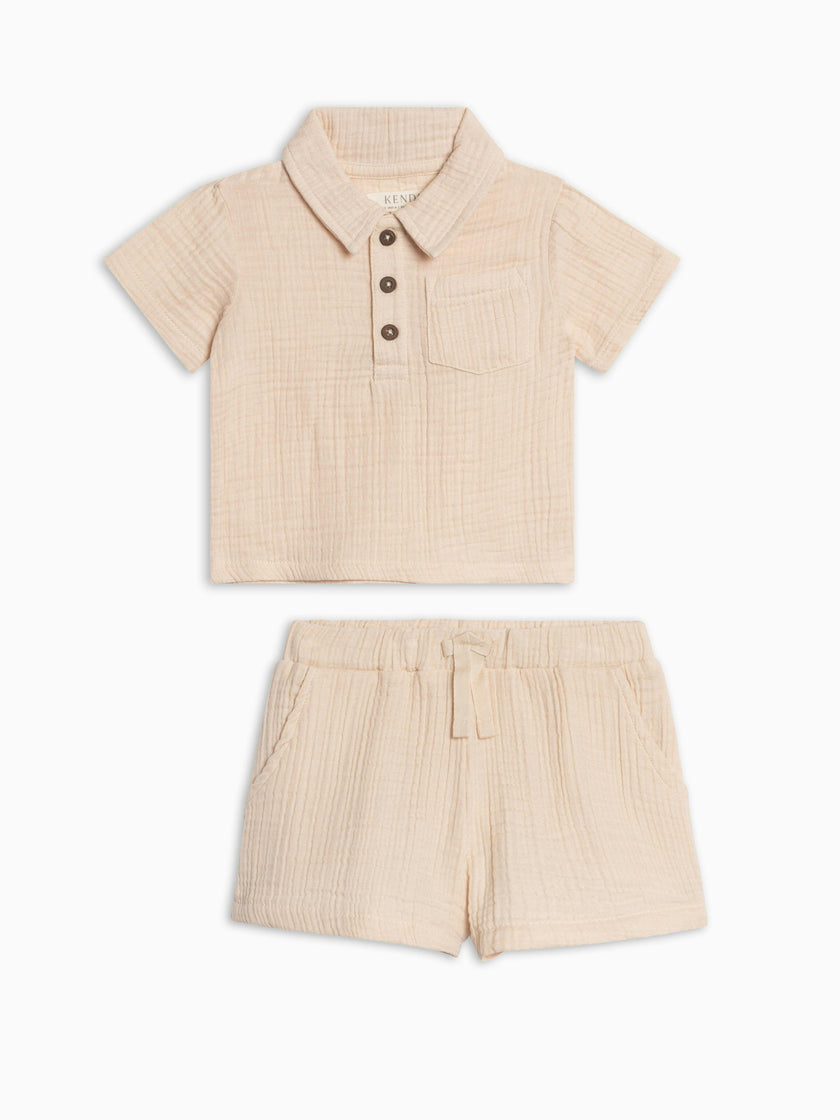 Organic Boys Muslin Shirt and Short Set
