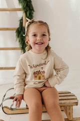 Girls Boxy Sweatshirt in Whimsical Gingerbread Bakery