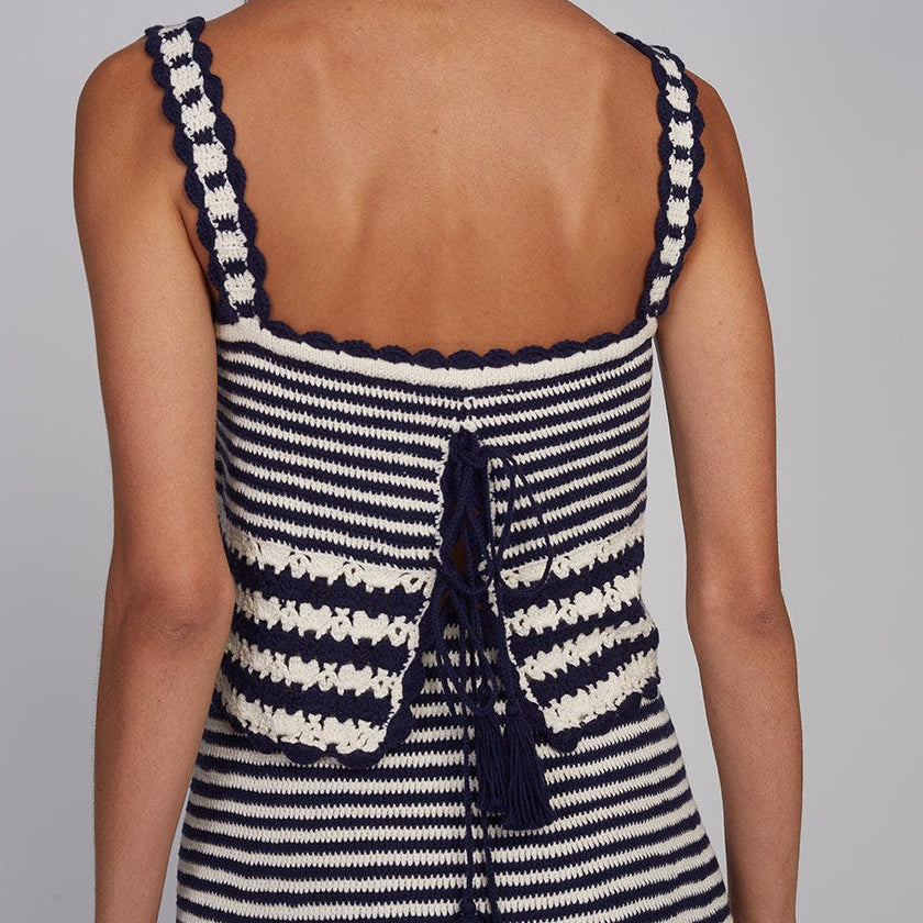 CARIA STRIPE CROCHET TOP