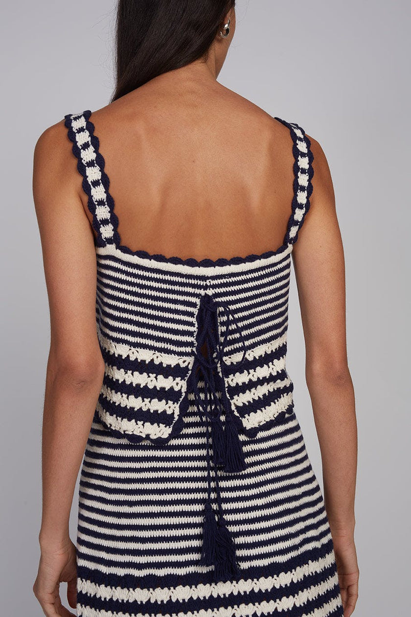 CARIA STRIPE CROCHET TOP