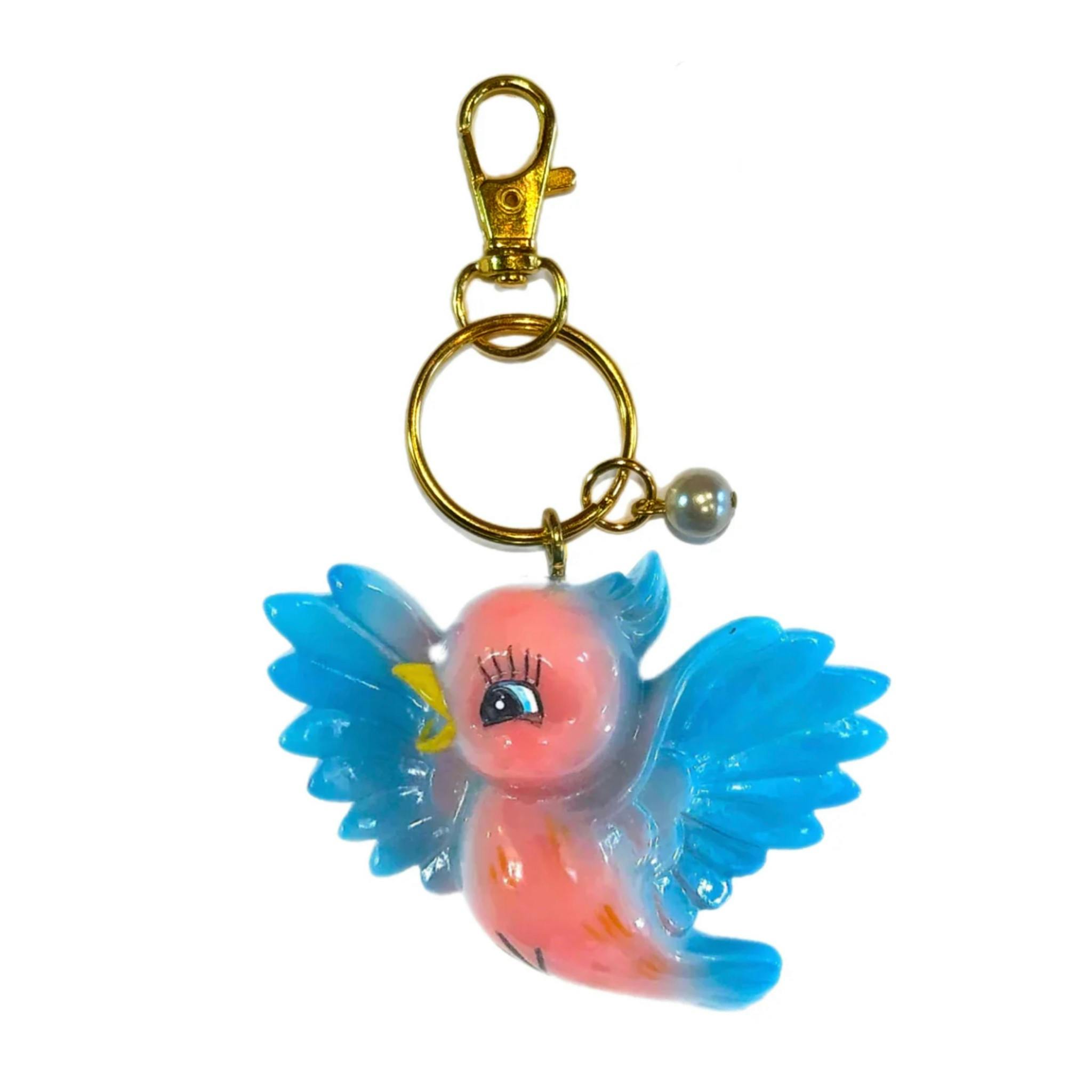 BLUE BIRD BAG / KEY CHARM