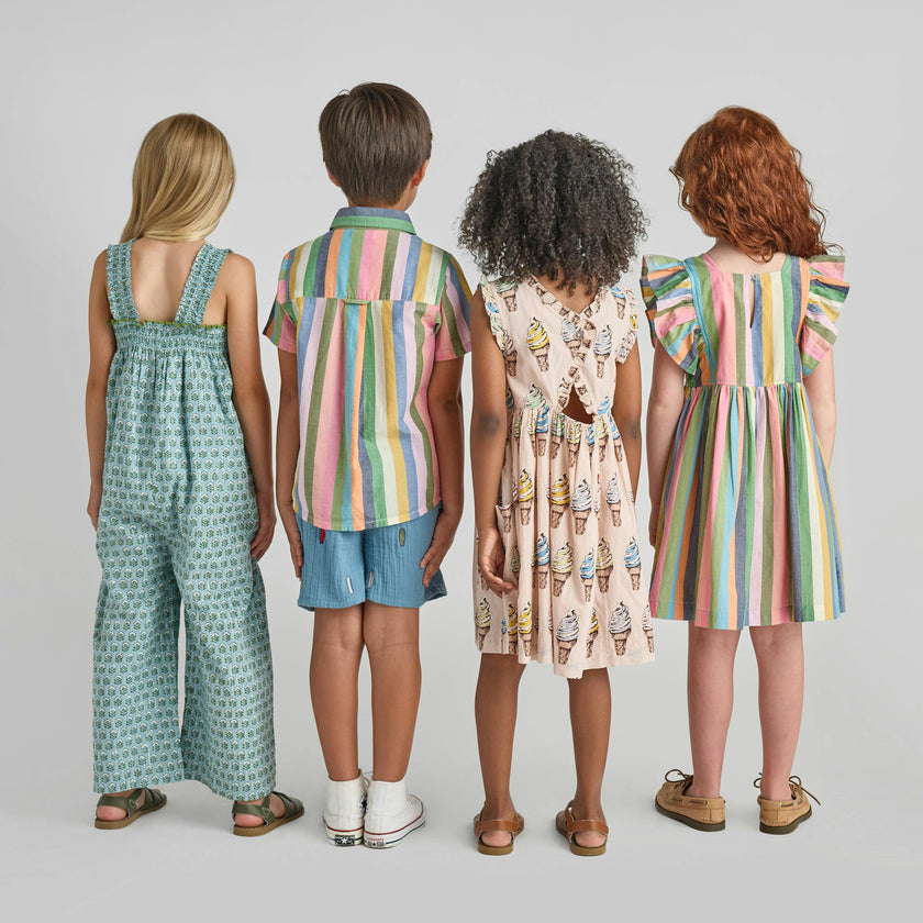 Girls Elsie Dress - Parade Stripe