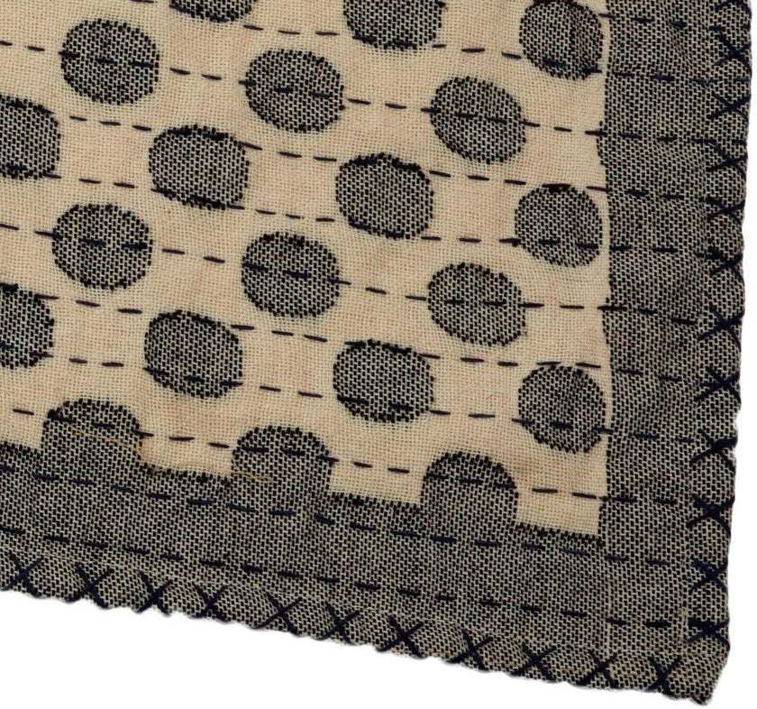 Artisan Hand Loomed Cotton Table Runner - Navy Dots - 18"x96"