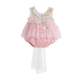 Pink Rosella Floral Tulle Romper
