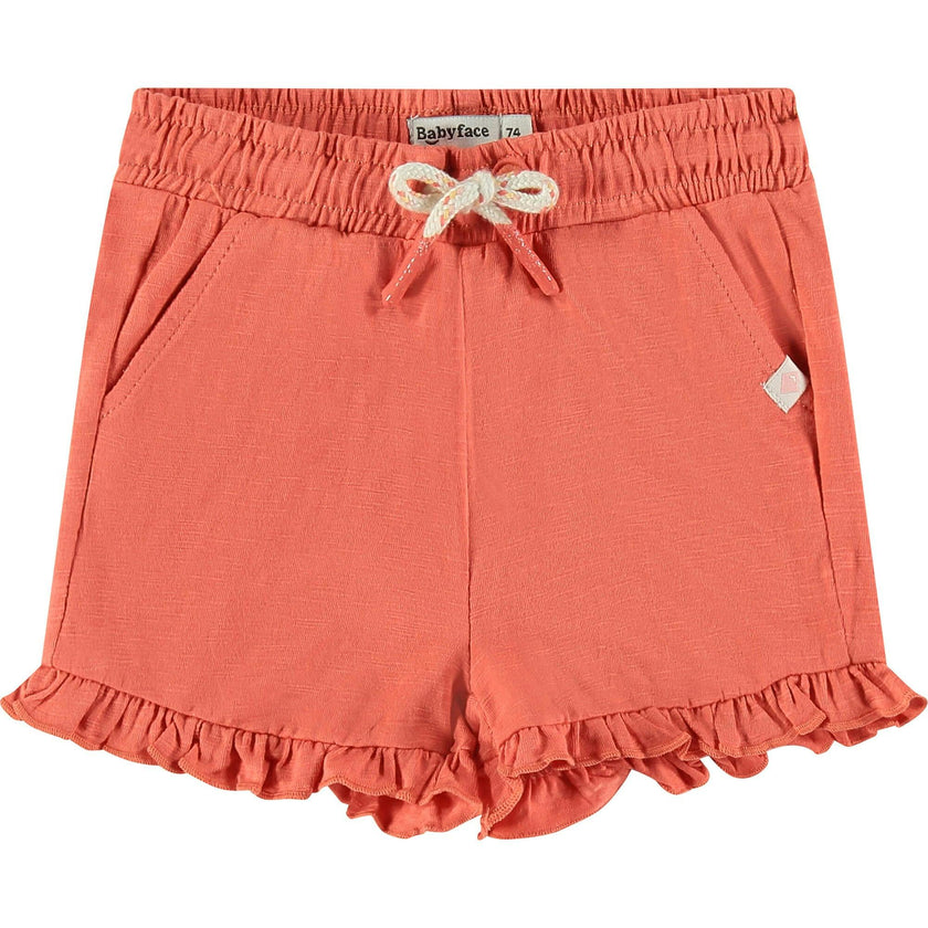 Baby Girl Ruffed Bottom Drawstring Shorts