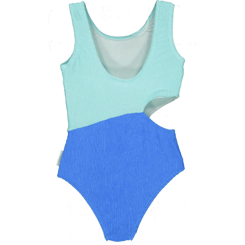 Blue Waves Textured Swimsuit, Blue