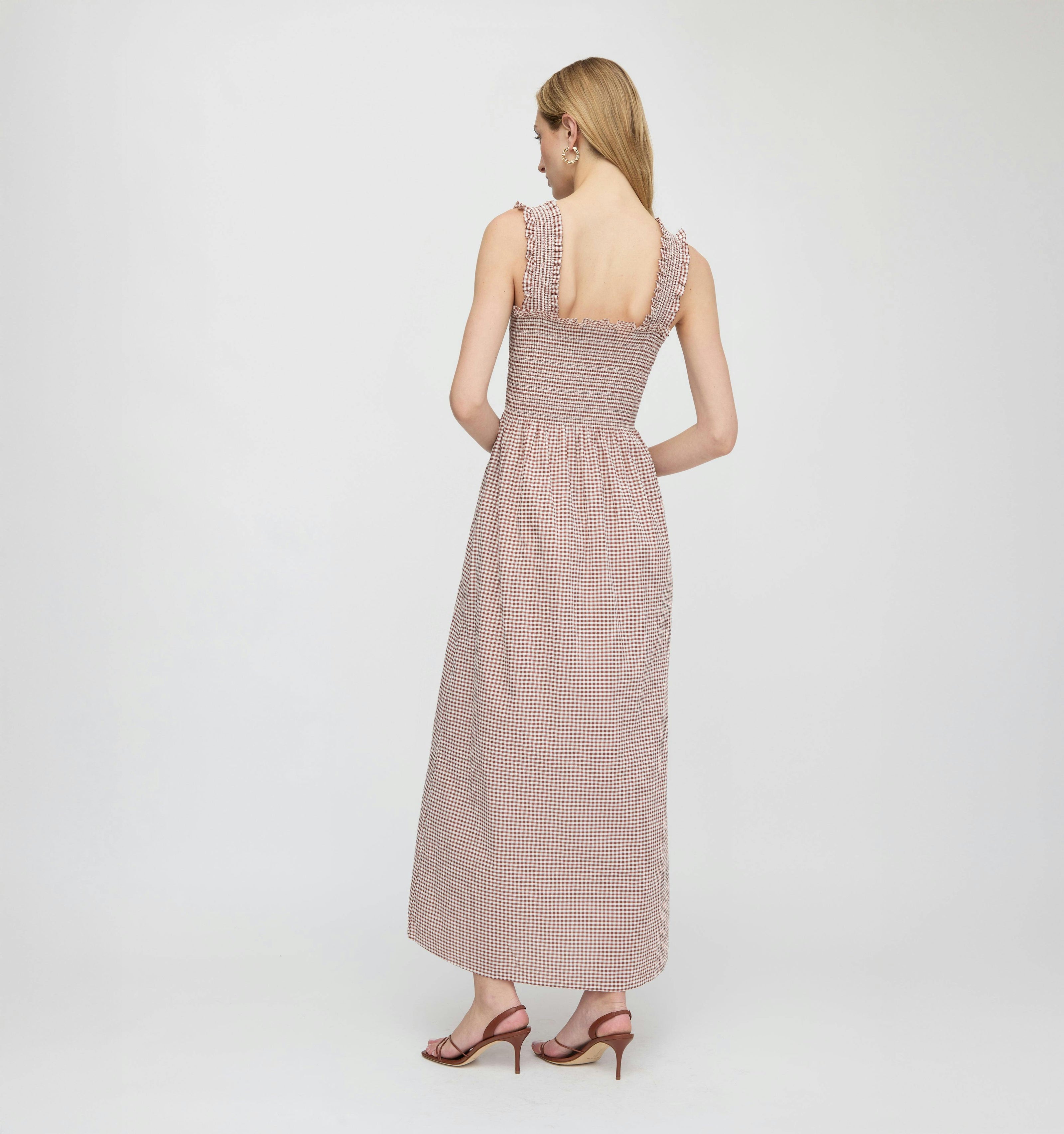 The Ashlyn Nap Dress - Cognac Gingham