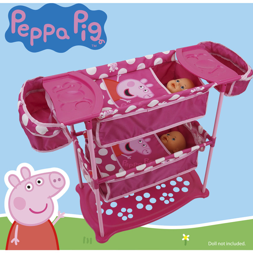 Peppa Doll Twin Care Station - Pink & White Dots