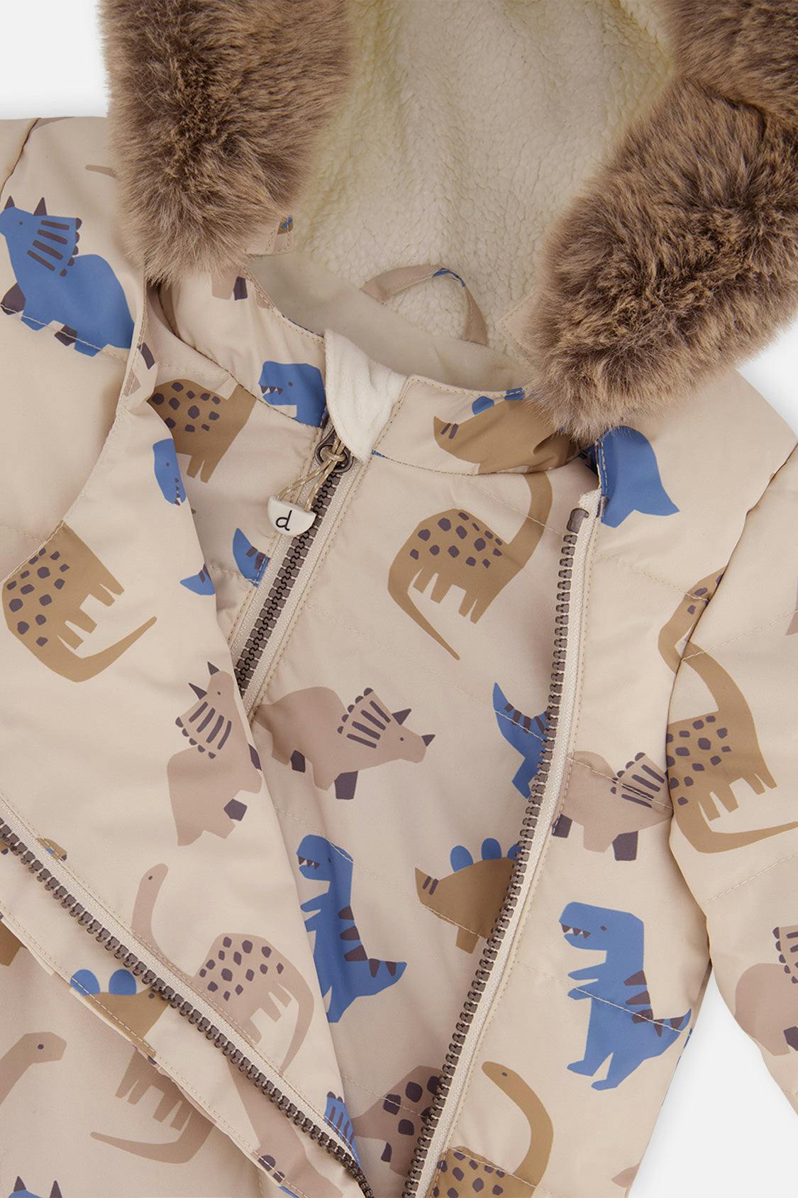 Baby Two Piece Snowsuit Blue Dinosaur Print
