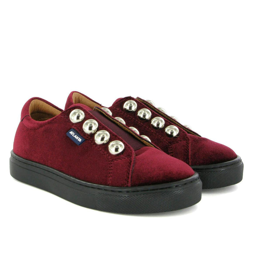 Velvet Slip On Sneaker, Burgundy