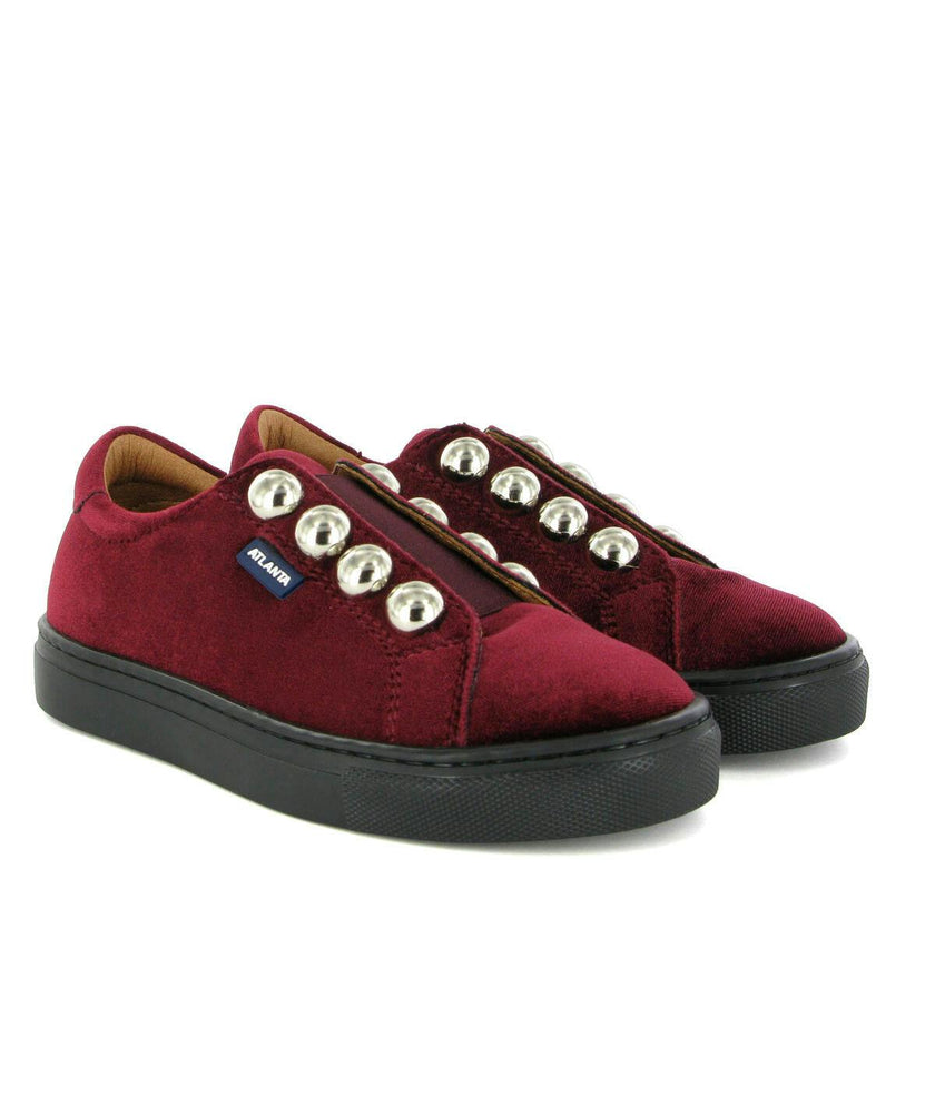 Velvet Slip On Sneaker, Burgundy